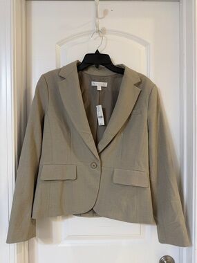 New York & Company Taupe Single-Button Blazer